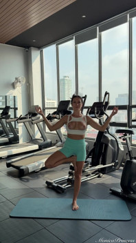 Yoga in a Gym with Boobs Flashing