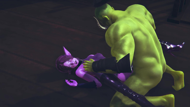 Waifu club 3D: Elf krijgt kutcreampie van grote orc