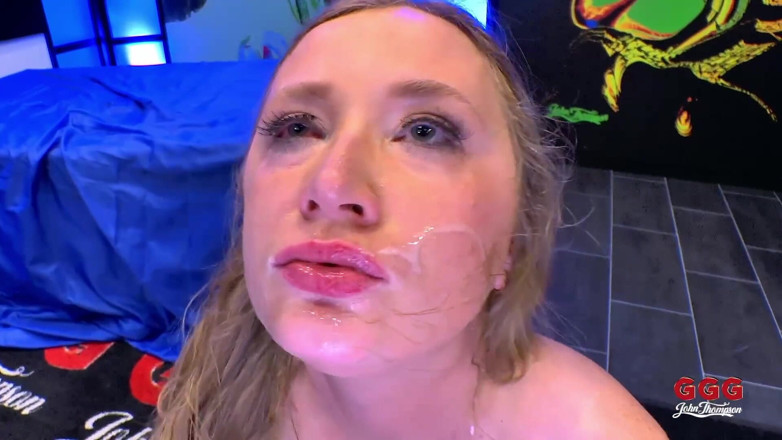 GGG John Thompson Studio: Busty Blonde Gets Dominated... Gangbang on Shiny Couch!