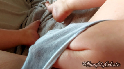 NaughtyCeleste: Teen pussy orgasm with masturbation in grey thong