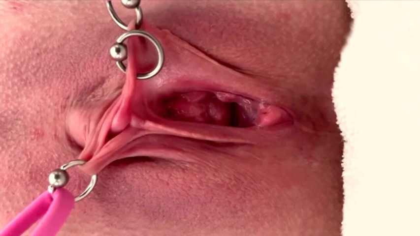 Pulling and Stretching My Pierced Clit and Pushing My Pussy (Aqua Pola)
