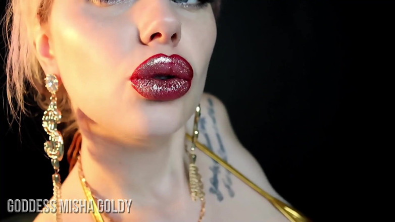 Goddess Misha Goldy: Lippen-suchttraining! Werde total gehirnwäsche! Goon &amp; wichsen 2