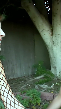Fishnet Bodystocking in the Loft - Brunette Buries Her Face Between Her Legs