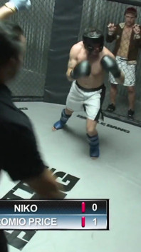 Brunette teen gets facial in the boxing ring