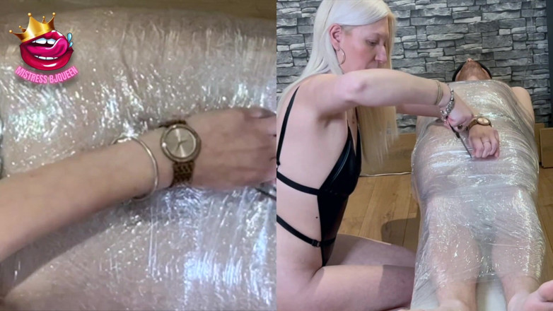 Mistress_BJQueen: Mummified Slave Expecting a Handjob, Locked in a Chastity Cage...
