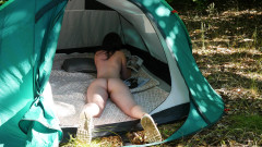 Peaches and Bananas: Naked teen Charlie in the tent. Czech nudist camp.
