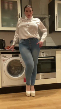 Jeans Day to Work Big Ass Satin Secretary JOI