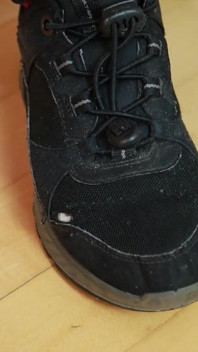 Worn Sneakers, Red Socks & Sheer Nylons - Casual Foot Tease