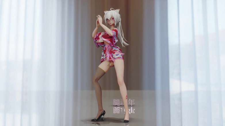 MikuMotion: Čokoládový krém Cheongsam; Černé punčochy; Vysoké podpatky s červenou podpatky