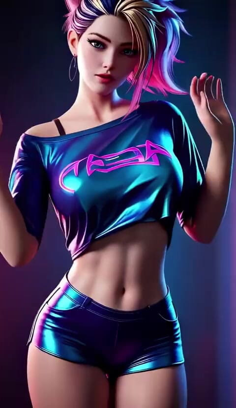 3D-Hentai Games: アカリの激しいソロダンス。ジェニー - ソロ