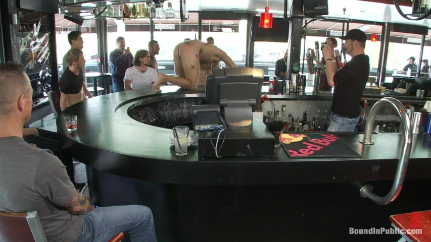 Two Hairy Sluts Get Used in a Bar Full of Horny Strangers (Bound in public)