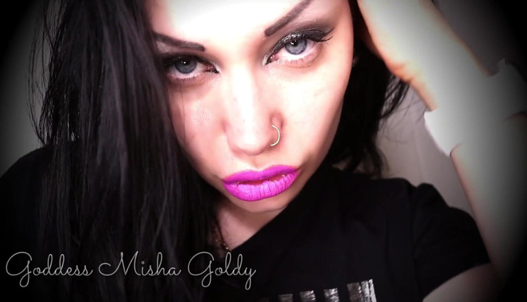 Goddess Misha Goldy: Joi ungu! Pemujaan, ngocok kontol dan muncrat!