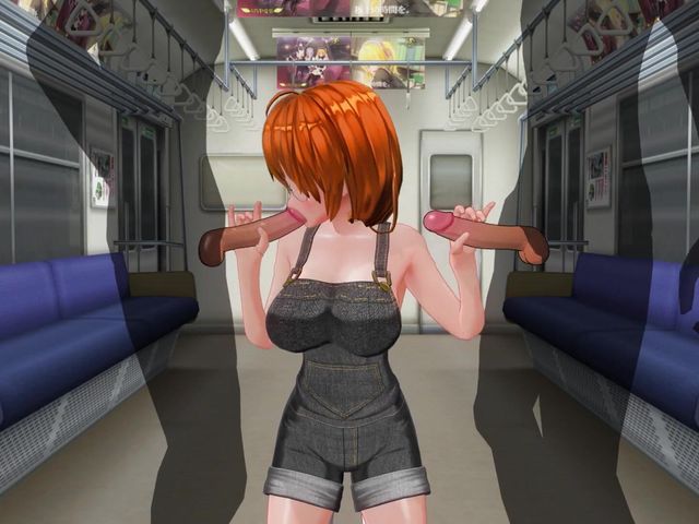 3D Hentai Red-haired Girlfriend in the Subway Agreed to Give Us a Blowjob with a Friend (H3DC)