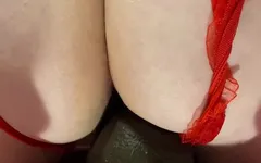 Wife Rides BBC Dildo on a Mirror