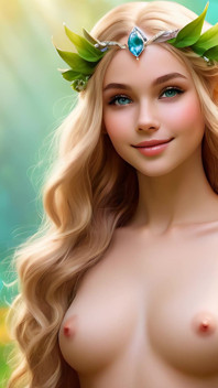 Une beauté nue tient une jacinthe avec un diaporama artistique de bijoux Émeraude Diamond