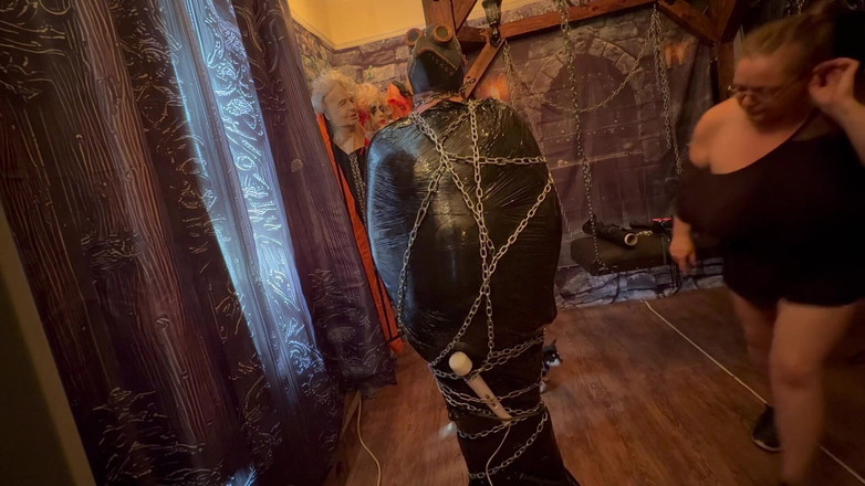 Aaexperiencesltd: Final Part:- Domina Satana &amp; Bag Man in Chains and Pallets...