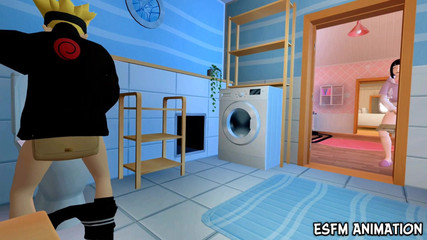 Esfm Plus: Boruto přichycena v koupelně. Naruto Hentai