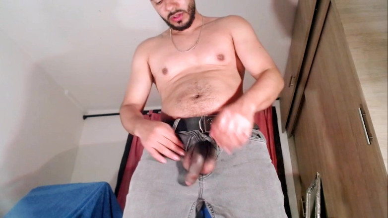 Tommhot: Latino Man Masturbates and Ejaculates on His Black Jeans
