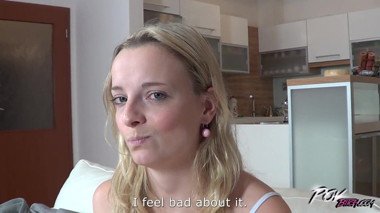 POV Bitch: O curvă blondă a venit pentru o ejaculare înăuntru dulce și a...