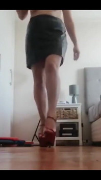 Topless Walking in Heels