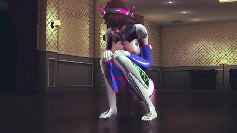 Waifu club 3D: DVA ขี่ดิลโด้สีชมพูในล็อบบี้โรงแรม