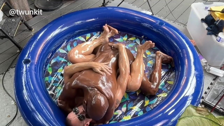 twunkitXXX: Interracial Bareback Oil Wrestling &amp; Fucking