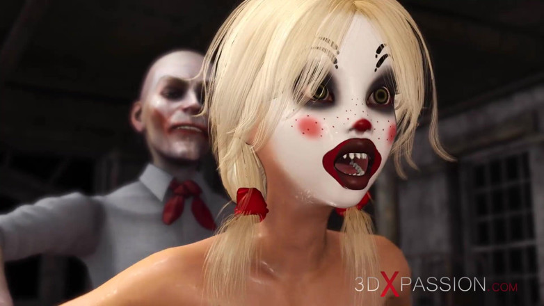 3dxpassion: Joker knullar grovt en söt sexig blondin i en clownmask...