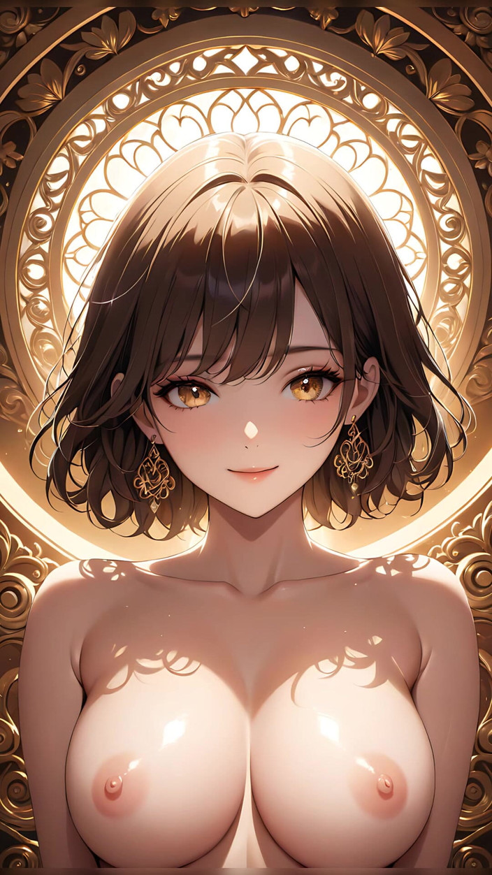 LustRender: Ai konstnärlig naken - vacker kvinna som ler svagt, omgiven av...