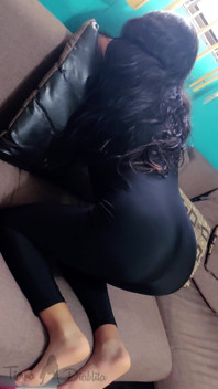 Housewife with Bare Feet and Tight Yoga Pants Is Waiting for You to Fulfill Your Desires