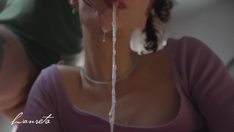 Lanreta: Homemade Girlfriend Blowjob. Sloppy Face Fucking and Cum in Throat -...