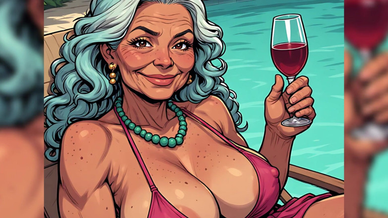 AI Porn: Seins relaxant au bord de la piscine (ai art)