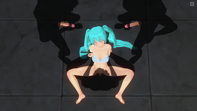 H3DC: 3D HENTAI. Chicos se masturban con Miku mientras ella se...