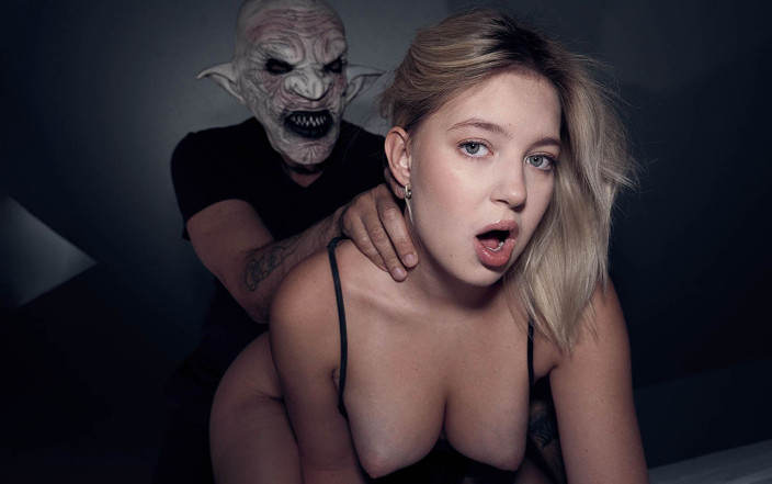 Only Tarts: Young Beauty Fucks Scary Monster with Huge Dick on Halloween...