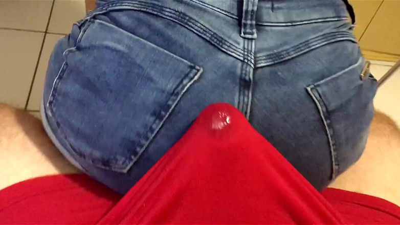 College-couple: Dry humping in jeans shorts till cum in underwear