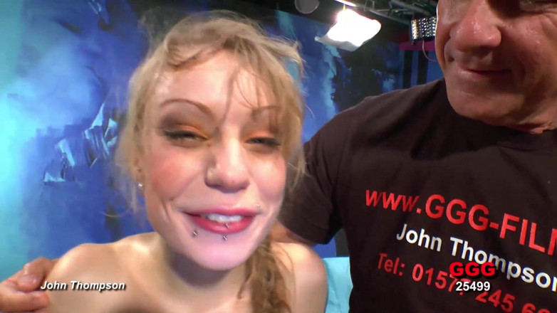 GGG John Thompson Studio: Ggg - Fishnet Blonde Spread Wide for Hard Pounding