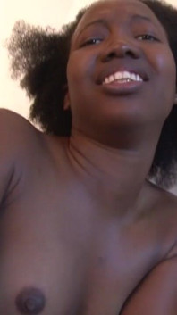 Slutty black bitch open tight pink pussy for white cock