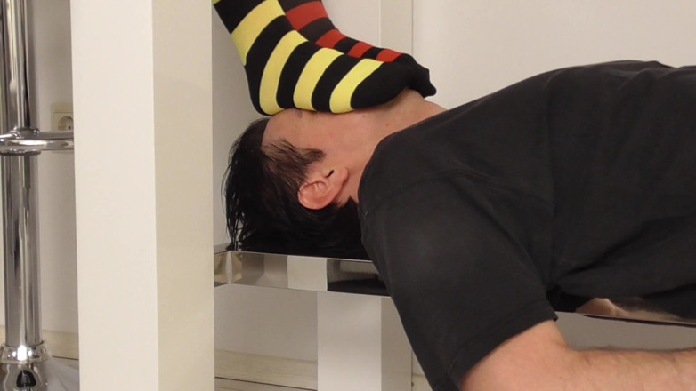 Foot Girls: Teen mistress sock smelling footrest!