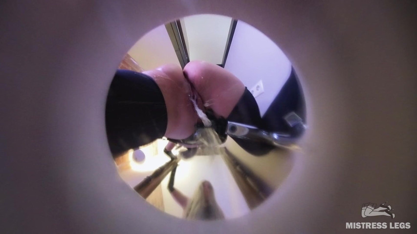 Goddess Pissing Into the Sink in Latex Thong and Black Stockings - You’re My Human Toilet Bowl POV (Mistress Legs)