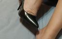 Coryna nylon: Giày cao gót màu đen đi giày cao gót