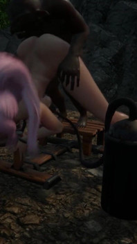 3d anime de pelo rosa follada y preñada por una horda de duende