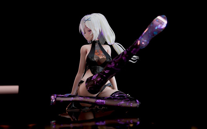 MikuMotion: [mmd] Haku-irgendwas Succubus, enger Lederanzug, fluoreszierend, sexy Striptease