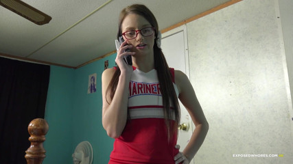 Exposed Whores Media: Farrah Valentine - Cheerleader gives her stepbrother a handjob to take...