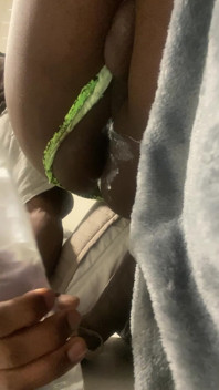 Black Solo Anal Sliding Green Jockmail Thong to the Side