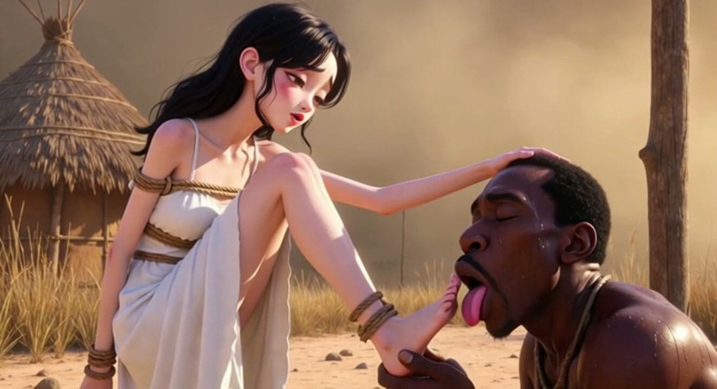 YOUR BEST FANTASY: Mulher Branca Amarrada Na África - Homem Africano Lambendo Os Pés Dela