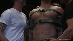 Bound in public: Italian Bodybuilder Is Used and Humiliated at a Public Bar.