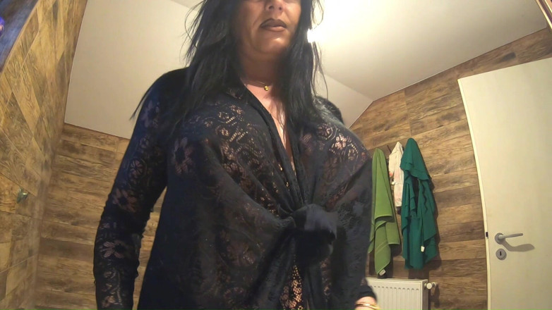 MilfyCalla: Bathroom Toilet Fetish. Lace Robe Dirty Talk and Shiny Dress...