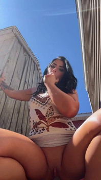 Horny Slut Sneaks Fingers in Herself Outside