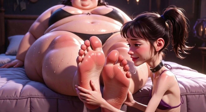 YOUR BEST FANTASY: Extremely Skinny Girls Licking Obese Women's Feet