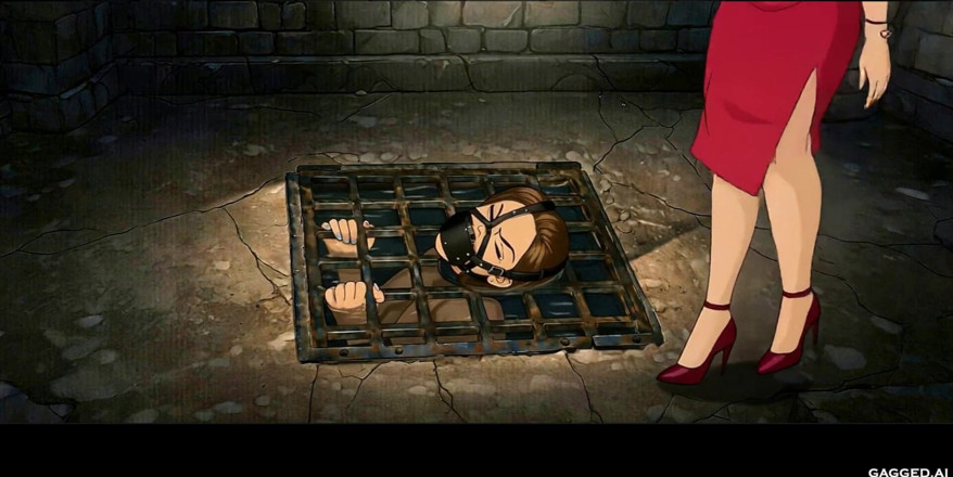Gagged AI Cartoons: Lady in Red