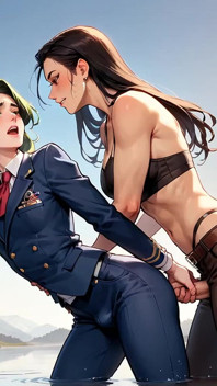 Transwestyta ubrana w błyszczącą brązową skórę Garb Reclines na Skalistym Brzegu - Kinkiest Femboy Porno Around!